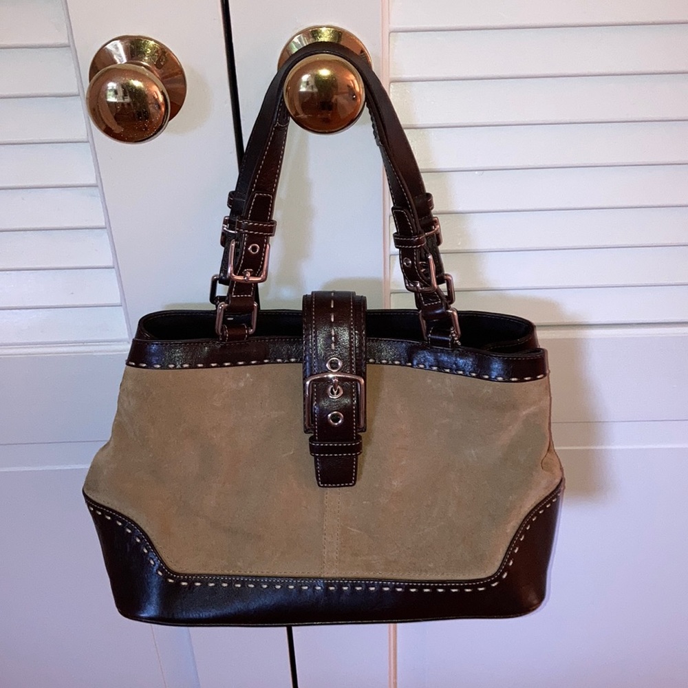 Coach bag - tan suede and brown leather